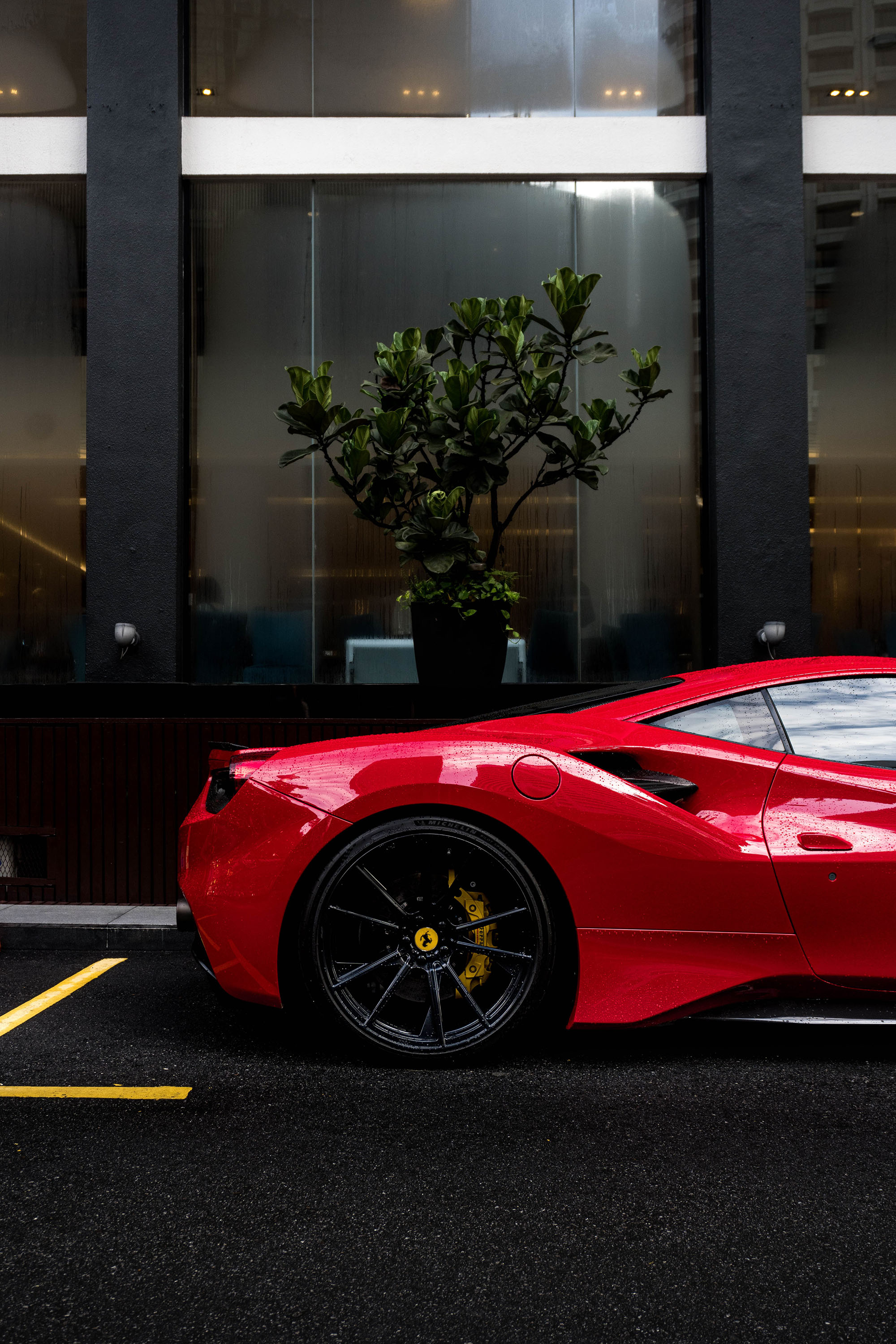 red luxury sports car parked