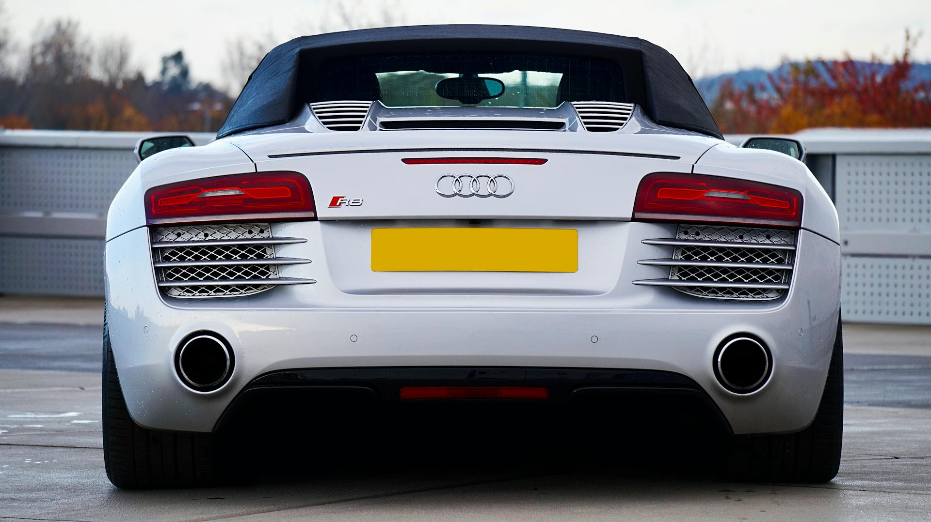 white audi r8 rear view