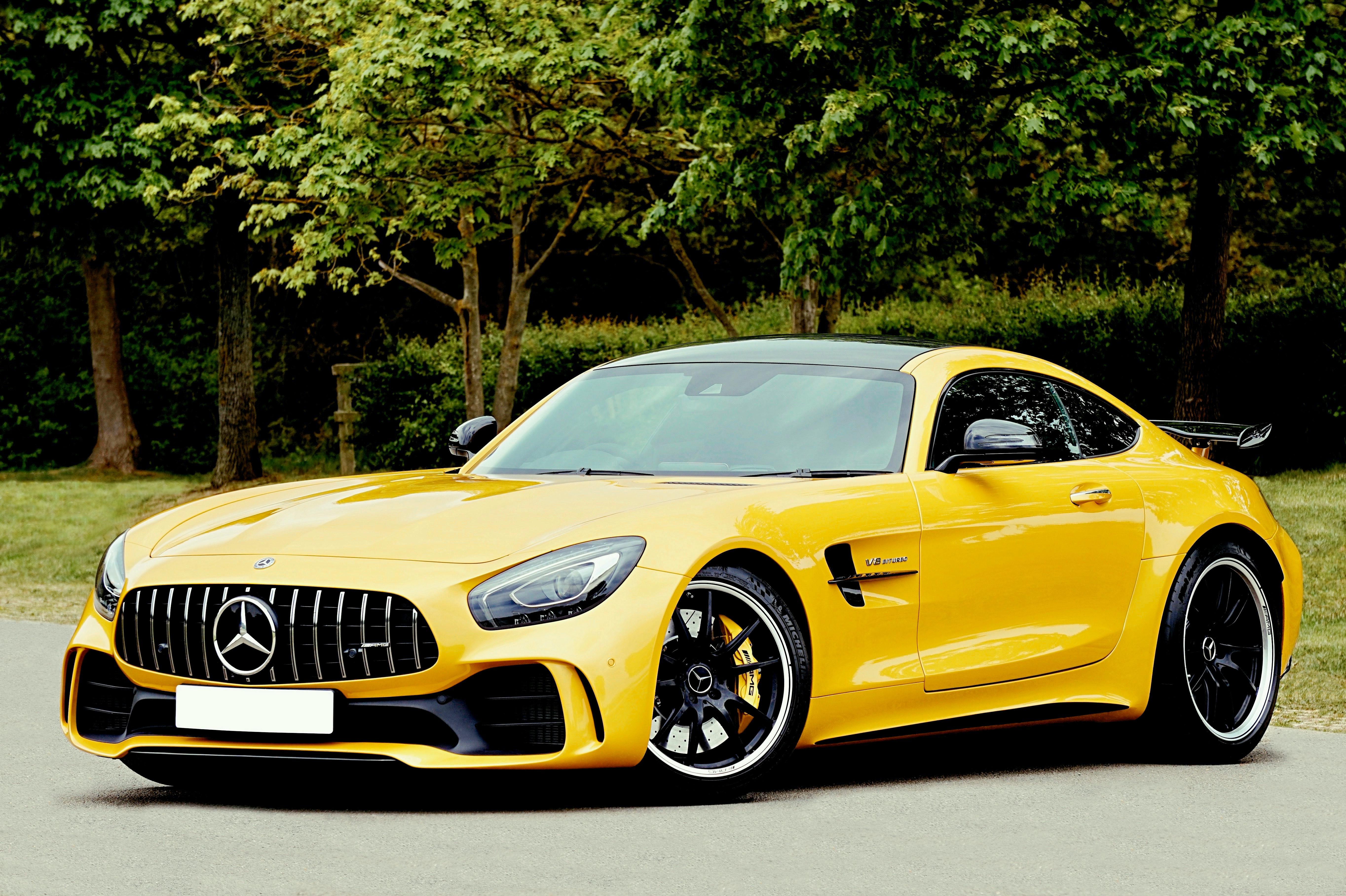 yellow amg gt supercar stance