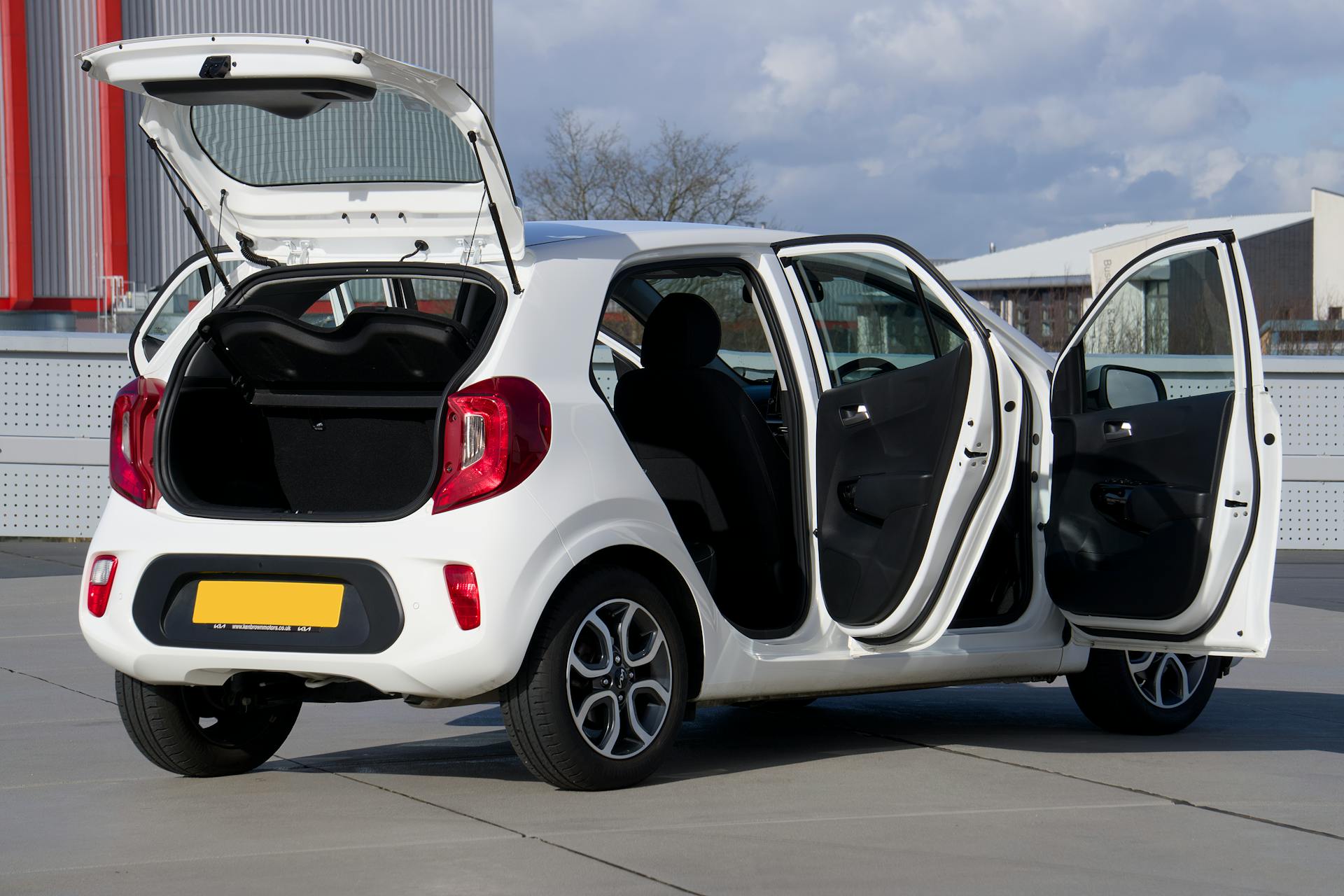 compact hatchback with open doors