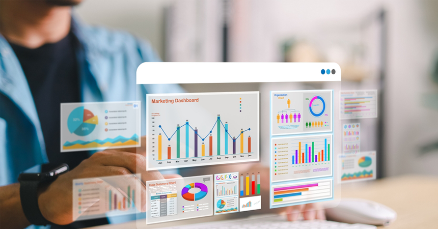 man reviewing seo dashboard analytics